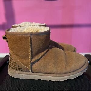 Women’s UGG booties with studs, size 8, tan color